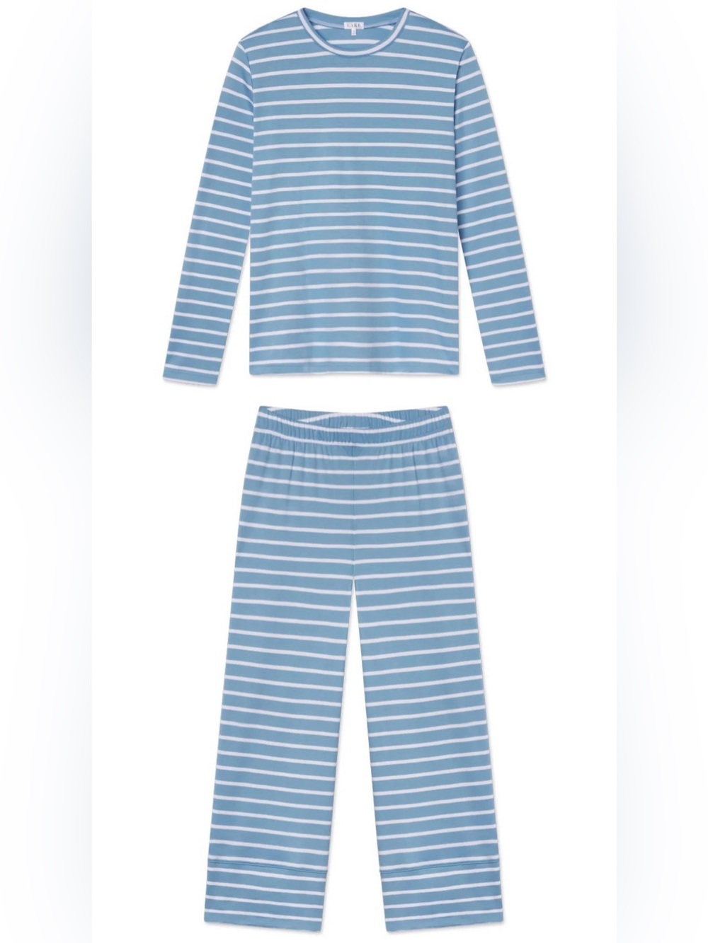 LAKE Pima Crew Long Sleeve Wide Leg Pajamas Set - XS 💙🤍